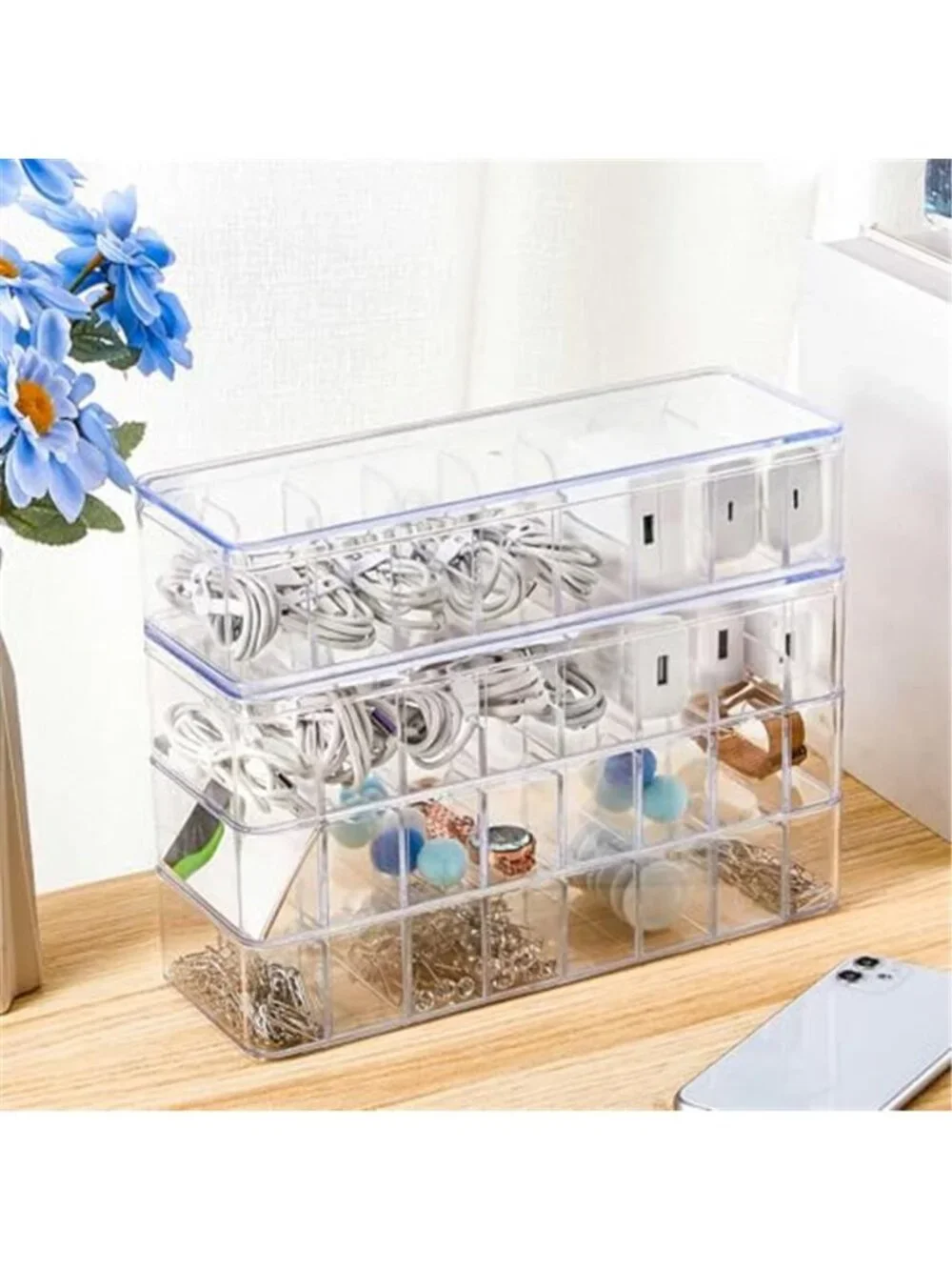 Cable Organizer Storage Box Set Cord Holder Charger Wire Management Case